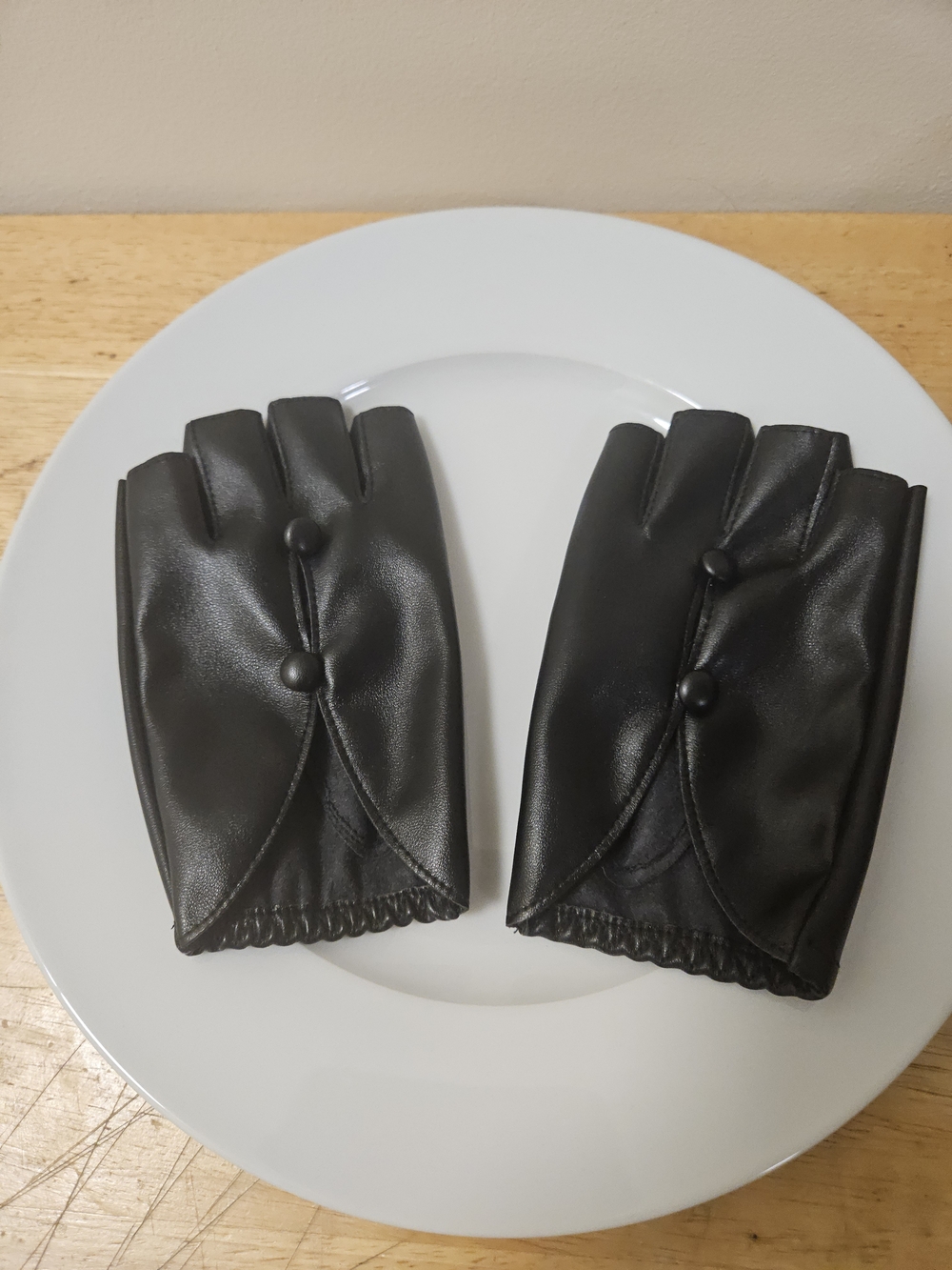 Black Fingerless Faux Leather Gloves